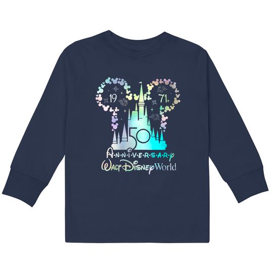 Mickey Castle 50th Anniversary Kids Long Sleeve T-Shirts- Disney World Kids Long Sleeve T-Shirts