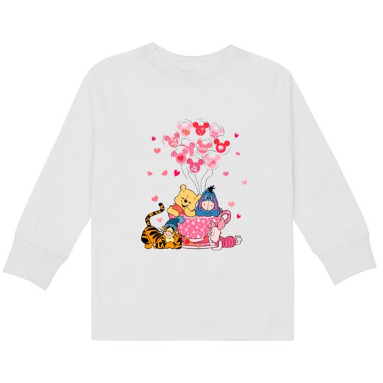 Valentine Disney Winnie The Pooh Kids Long Sleeve T-Shirts Pooh Eeyore