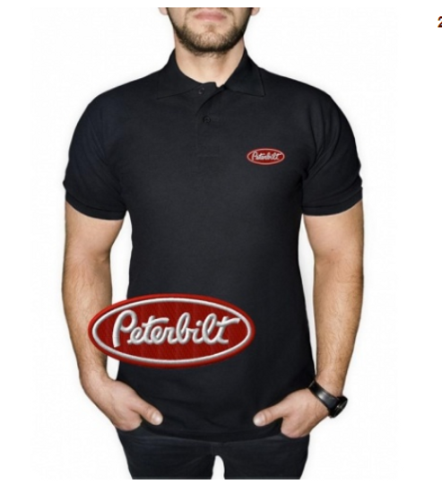 Peterbilt Truck Machinery Man's Polo Shirt Embroidered Design