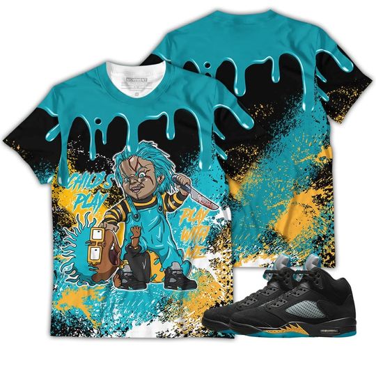 Chucky Chuckie Child's Play Unisex Sneaker Shirt Match 2023 Retro Aqua 5s Tee