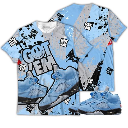 Got Em Smile Unisex Sneaker Shirt Match Retro University Blue 5s Tee