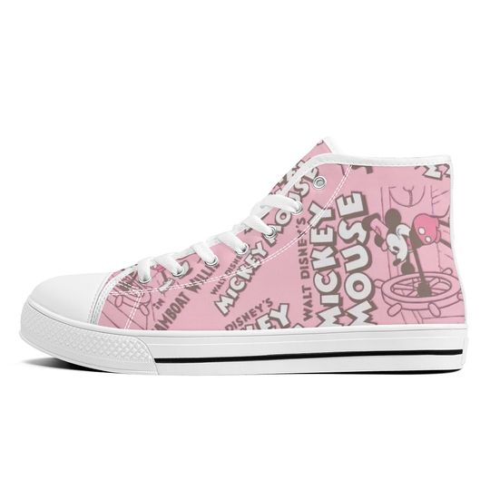 Pink Mickey Mouse Steamboat Willie Disney High Top Sneakers