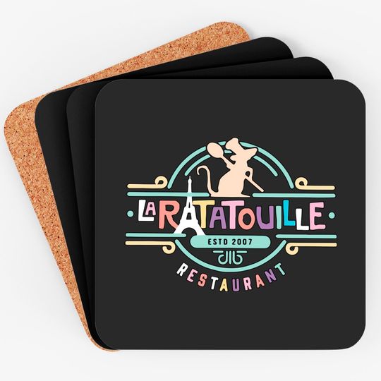 Vintage Remy Ratatouille Coasters, Disney Colorful Coasters, Remy Restaurant Coasters