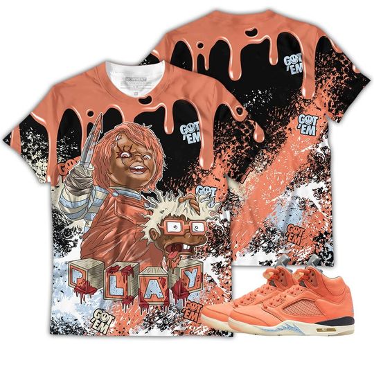 Color Chucky Chuckie Kills Halloween Unisex Sneaker Shirt Match Crimson Bliss 5s Tee, Jordan 5 DJ Khaled Crimson Bliss 3D T-Shirt, Hoodie, Z