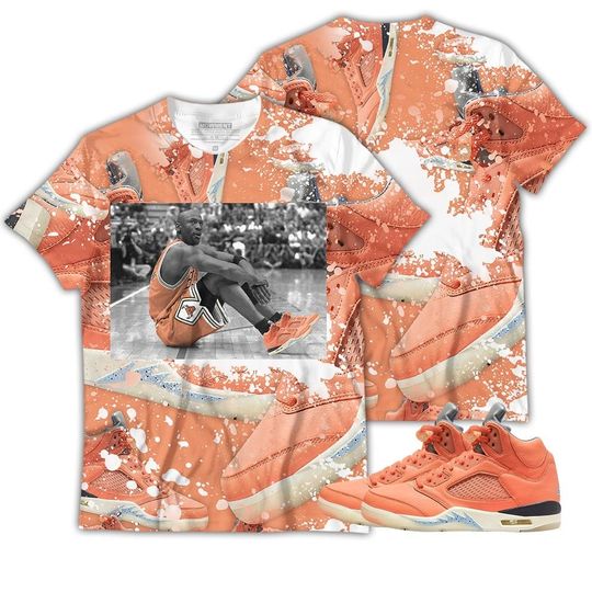 Orange Basketball Shoes Goat Number 23 Unisex Sneaker Shirt Match Crimson Bliss 5s Tee