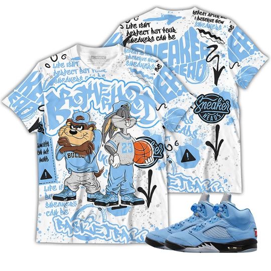Brotherhood Bunny Unisex Sneaker Shirt Match Retro University Blue 5s Tee, Jordan 5 University Blue 3D T-Shirt, Hoodie, Zipup, Sweatshirt