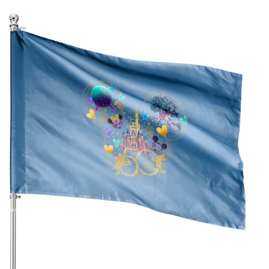 Disney Anniversary House Flags | Disney 50th Anniversary House Flags | Disneyworld 50th Anniversary House Flags