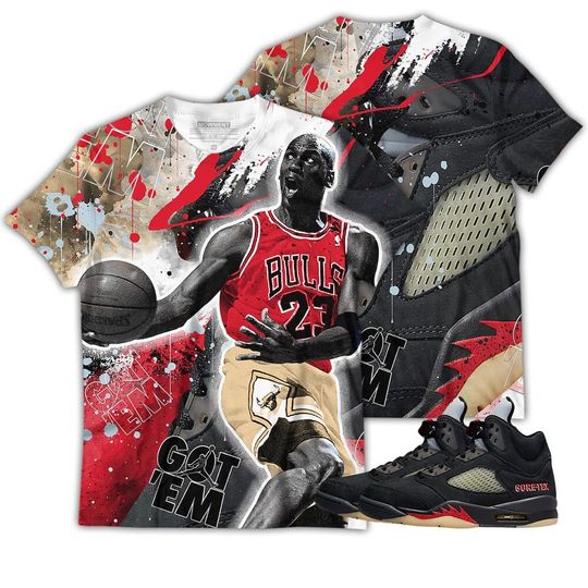 Got Em Shoes Goat Unisex Sneaker Shirt Match Gore-Tex 5s Tee, Jordan 5 GORE-TEX Off Noir 3D T-Shirt