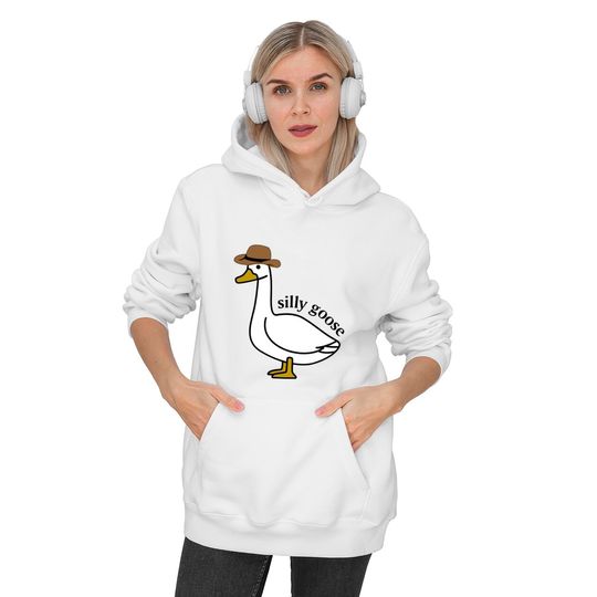 Embroidered Silly Goose Hoodies, Embroidered Cowboy Hat Crewneck Hoodies