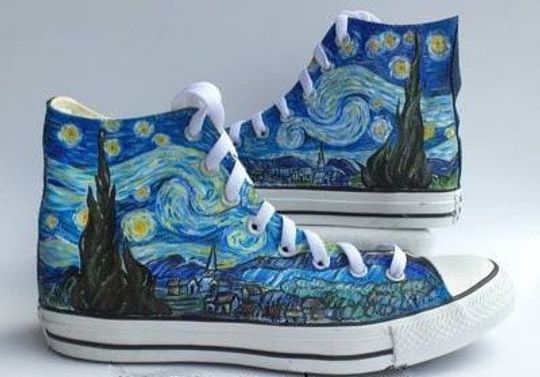 Starry Night Lace up Men's High Top Sneakers