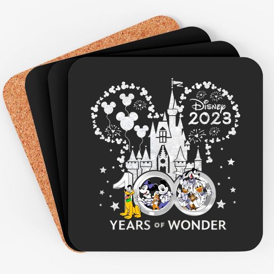 Disney 100 Years of Wonder, 100th Anniversary, Disney Castle Sweatshirt, Mickey Friends Sweatshirt, Magic Kingdom Coasters