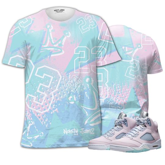 23 King 3D Zigzag Unisex matching 3D Shirt Jordan 5 Retro Easter 3D Shirt