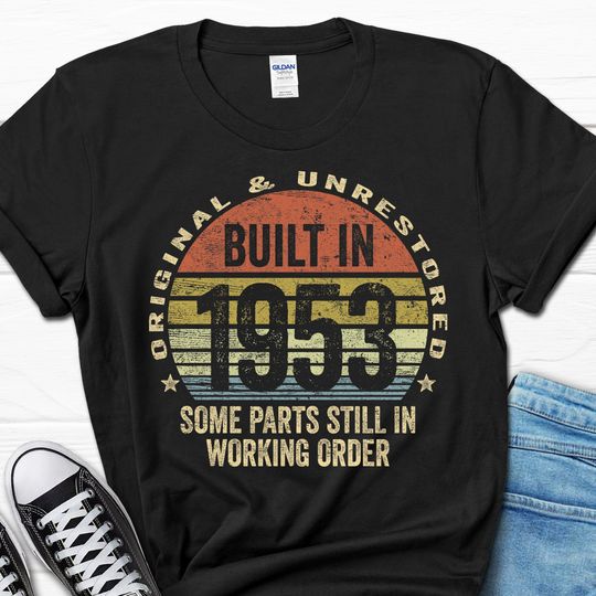Discover Built In 1953 Retro Shirt, 70th Birthday T-shirt