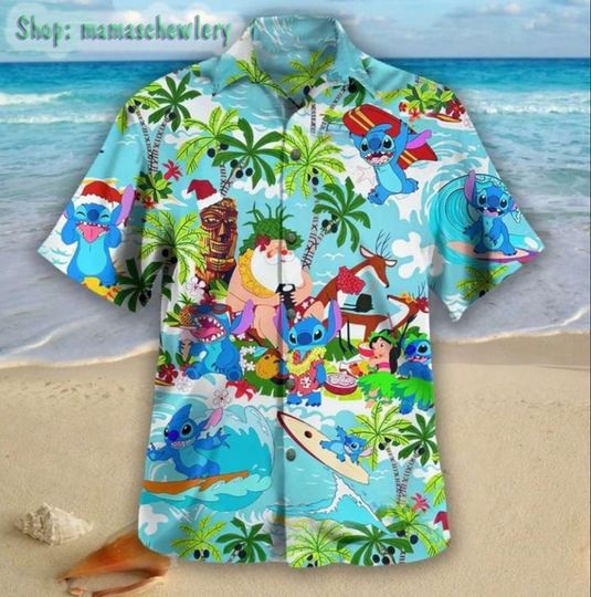 Loli And Stitch Beach Relax Hawaiian Shirt/ Disney Hawaiian Shirt