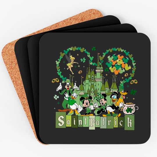 Disneyland St Patricks Day Coasters, Mouse and Friends St Pattys Day Coasters, Disney Irish Coasters