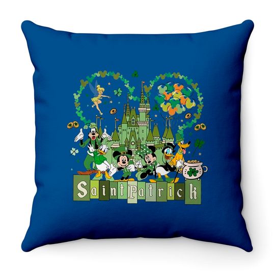 Disneyland St Patricks Day Throw Pillows, Mouse and Friends St Pattys Day Throw Pillows, Disney Irish Throw Pillows