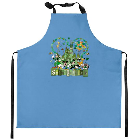 Disneyland St Patricks Day Kitchen Aprons, Mouse and Friends St Pattys Day Kitchen Aprons, Disney Irish Kitchen Aprons