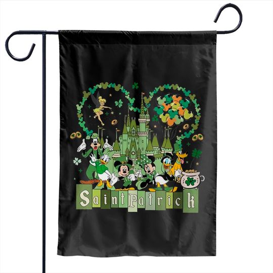 Disneyland St Patricks Day Garden Flags, Mouse and Friends St Pattys Day Garden Flags, Disney Irish Garden Flags