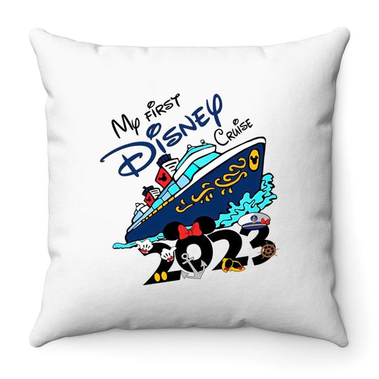 My First Disney Cruise 2023 Throw Pillows, Unisex Disney Cruise Throw Pillows