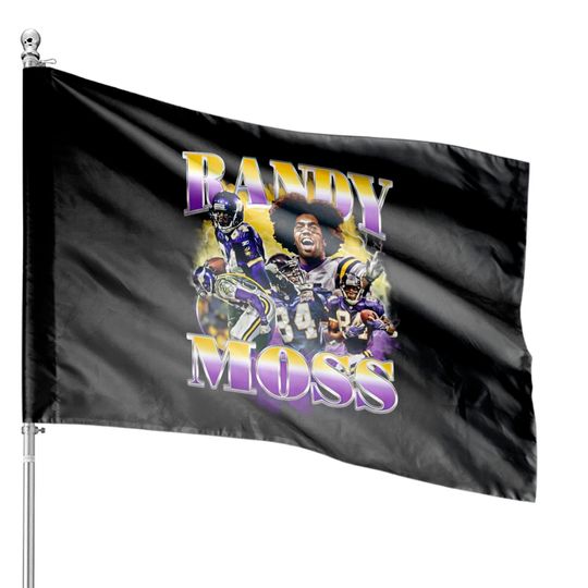 Randy Moss House Flags, Vintage Randy Moss 90s Style Rap House Flags