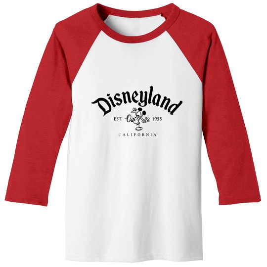 Disneyland California 1955 Baseball Tees, Mickey Crewneck Baseball Tees, Mickey Disneyland Baseball Tees