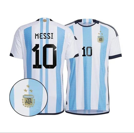 Messi 10 3 STAR Argentina Home World Cup 2022 Football 3D T-Shirt