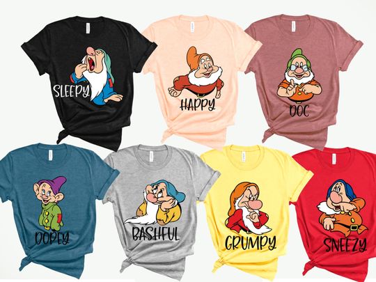 Seven Dwarfs Shirts, Seven Dwarfs, Disney Group Shirts, Snow White, Disney Family Shirts
