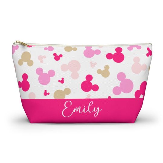 Personalized Pink Minnie Accessory Pouch, Disney Cosmetic Bag, Mickey Bag