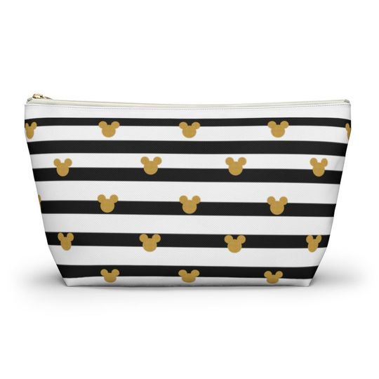 Black and Gold Accessory Pouch, Disney Cosmetic Bag, Mickey Bag