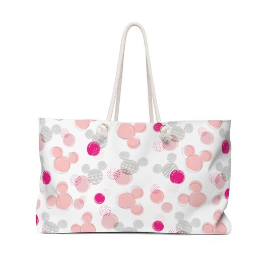 Pink Polka Dot Mickey Weekender Bag, Hidden Minnie Bag, Disney Beach Bag, Mickey Pool Bag