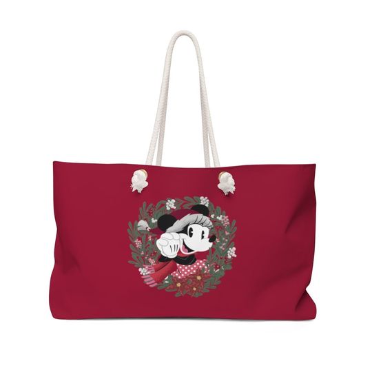 Minnie Wreath Weekender Bag/ Disney Christmas Bag / Minnie Mouse /Travel Bag / Christmas Bag