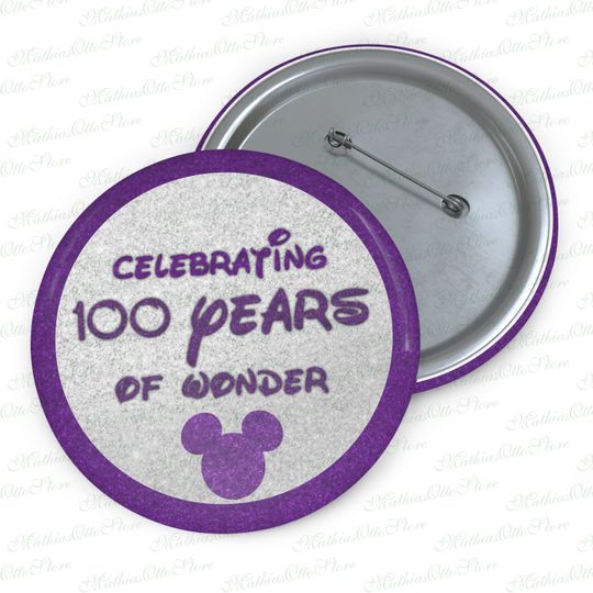 Disney 100 Years of Wonder Pin Button, Mickey Pin Button, Disneyland 100th Pin Button