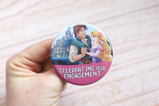 Disney Tangled Engagement Pin Button, Disney Wedding Pin Button