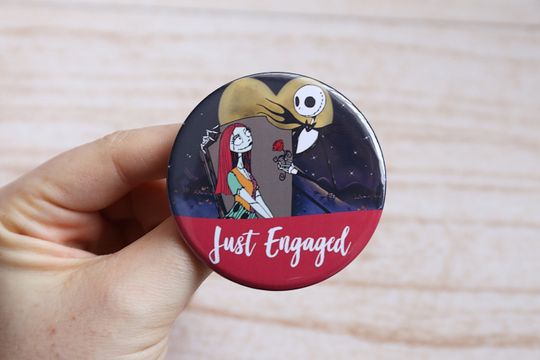 Disney Nightmare Before Christmas Jack and Sally Engagement Pin Button