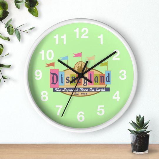 Disneyland Green Wooden Clock, Disney Clock, Disney Gift, Disneyland Dcor