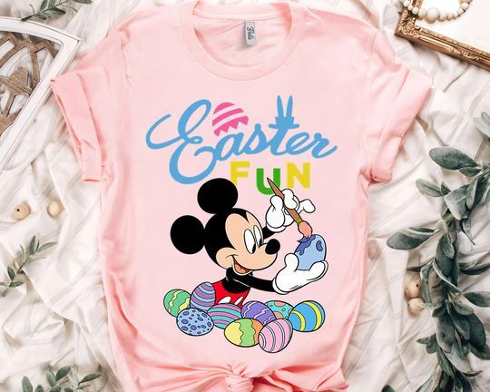 Disney Mickey Mouse Easter Fun Painting Eggs Shirt