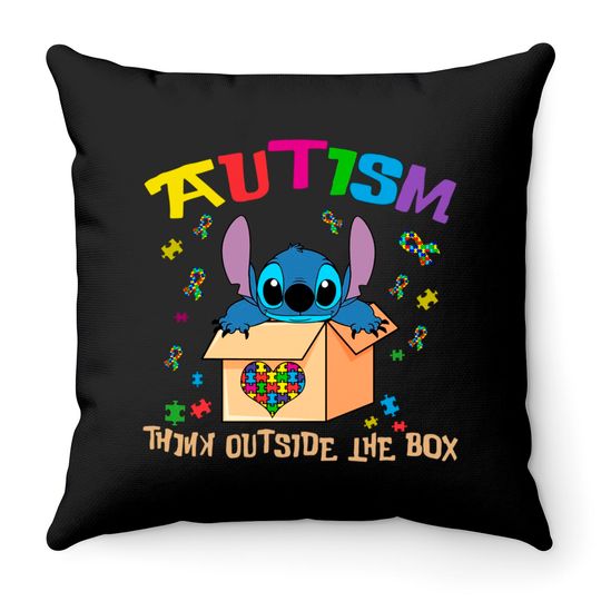 Autism Throw Pillows, Autism Stitch Throw Pillows, Puzzle Pieces, Disney Stitch Throw Pillows