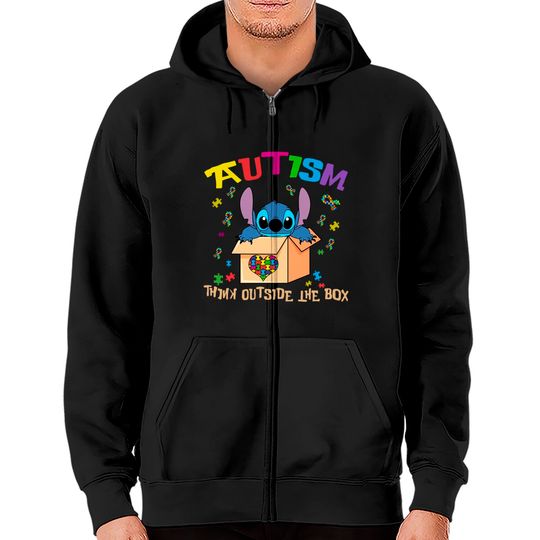 Autism Zip Hoodies, Autism Stitch Zip Hoodies, Puzzle Pieces, Disney Stitch Zip Hoodies