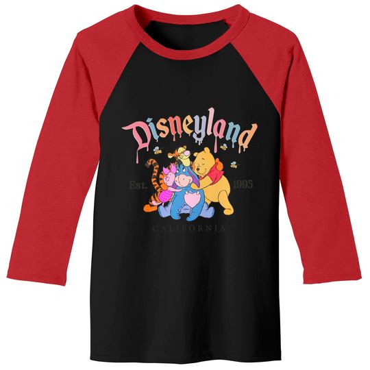 Winnie The Pooh Baseball Tees Crewneck, Pooh and Friends Sweater, Disneyland Winnie The Pooh Baseball Tees