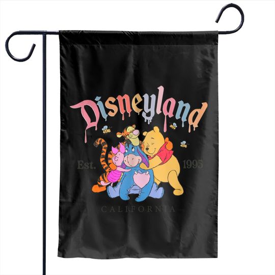 Winnie The Pooh Garden Flags Crewneck, Pooh and Friends Sweater, Disneyland Winnie The Pooh Garden Flags