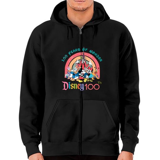 Disney Rainbow Vintage Zip Hoodies, Disney 100th Anniversary Zip Hoodies