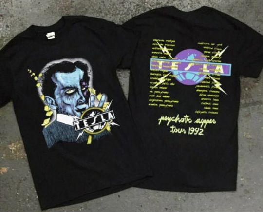 Tesla T-Shirt, Vintage 1992 Psychotic Supper Tour T-Shirt