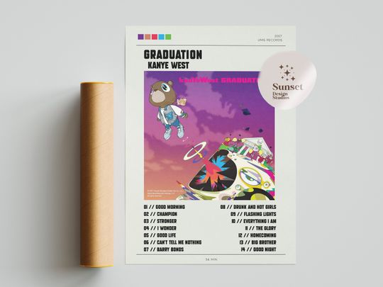 Graduation Kanye West Poster Design // Album Cover Art // Wall Art // Wall Decor