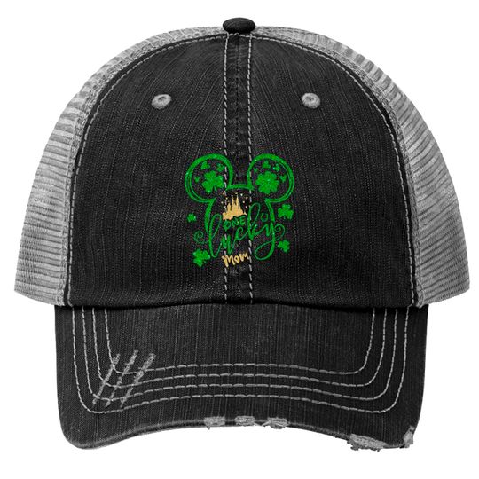 One Lucky Mom Trucker Hats, Disney Mom Trucker Hats, Disney St Patricks Day Trucker Hats
