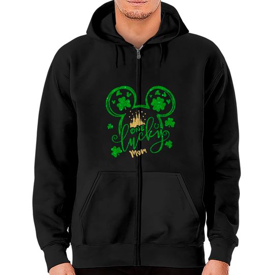 One Lucky Mom Zip Hoodies, Disney Mom Zip Hoodies, Disney St Patricks Day Zip Hoodies