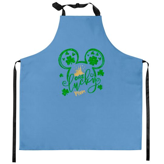 One Lucky Mom Kitchen Aprons, Disney Mom Kitchen Aprons, Disney St Patricks Day Kitchen Aprons