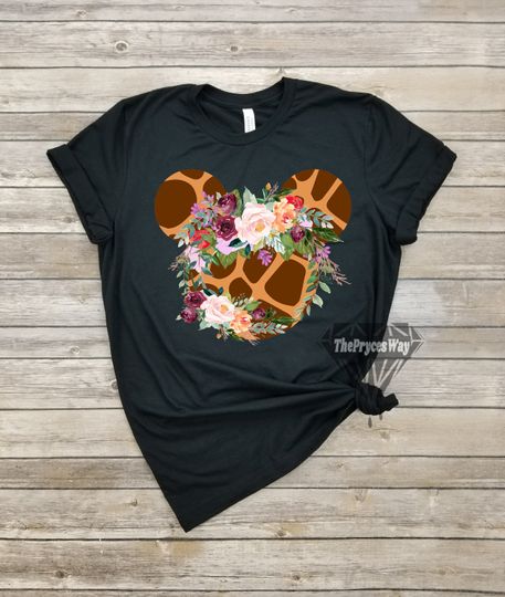 Giraffe Minnie Mouse Floral Shirt,Disney Christmas,Floral Minnie Mouse