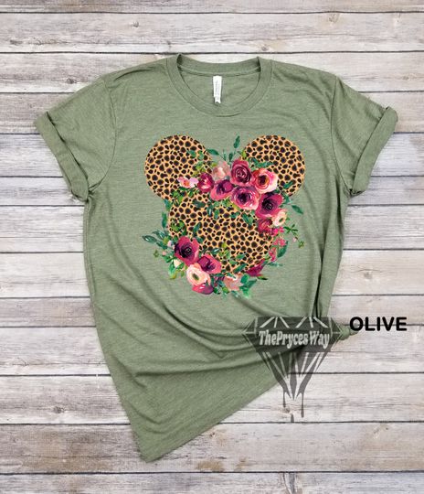 Leopard Floral Minnie Mouse Shirt,Disney Christmas