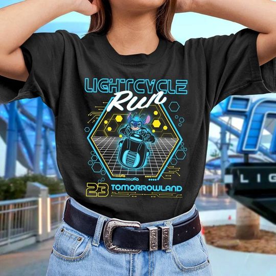Disney Stitch Tron Lightcylce Run Tomorrowland 2023 Shirt