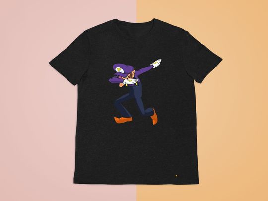 Dabbing Waluigi Mario funny nintendo Black Tee Shirt